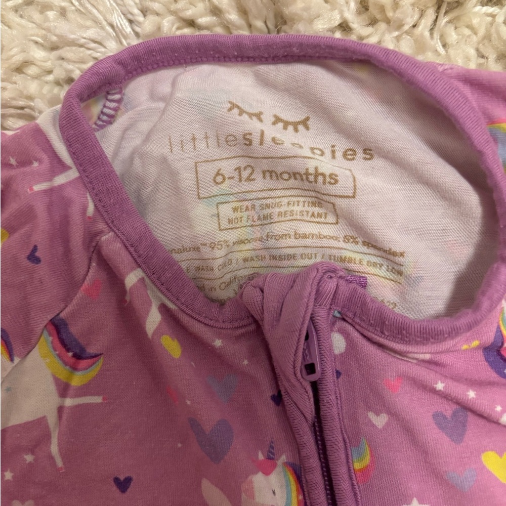 Little Sleepies Purple Unicorn Zipper Pajamas
